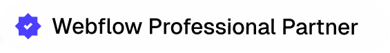 Verified badge icon followed by the text 'Webflow Professional Partner'.