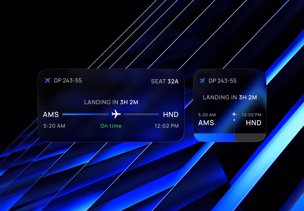 Flight DP 243-55 from AMS to HND, landing in 3 hours 2 minutes, seat 32A, on time.